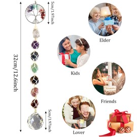 Sun Catcher Window Decoration Hanging Tree of Life 7 Chakra Sun Catcher Crystal Hanging Decoration for Windows Rainbow Crystal Prisms Sun Catcher Prism Crystal Pendant for Mum Friends Grandma