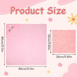 HOCUCHELAND Pack of 2 Hooded Towels, Baby Towel with Hood with Same Colour Towel, Hooded Towels, Baby Pink Kitten for Babies, Newborns, 80 x 80 cm