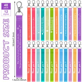 Yinkin 48 Pcs Thank You Keychain Employee Appreciation Gift Bulk Inspirational Appreciation Gifts For Coworker Team Volunteer(Bright Colors)
