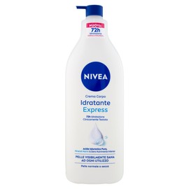 NIVEA Feuchtigkeitsspendende Körpercreme Express 500 ml, Feuchtigkeitscreme 72h angereichert mit reiner Hyaluronsäure, Meeresmineralien und intensiv pflegendem Serum, feuchtigkeitsspendende