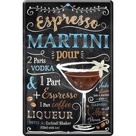 WOGEKA ART Retro Tin Sign – Espresso Martini Cocktail Recipe – Funny Saying as Gift Idea for Birthday Christmas Decoration 20 x 30 cm Vintage Design Metal 744
