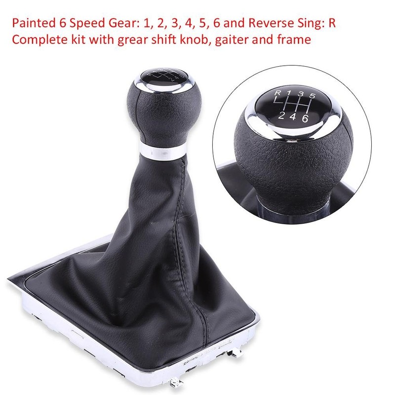 Akozon 6 Speed Car Gear Shift Knob, Shift Knob Gaiter