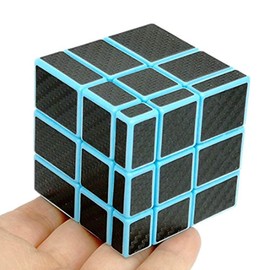 CuberSpeed Unusual Blue Mirror Cube Black Carbon Fiber Stickers 3x3 Magic Cube Mirror Blocks Blue Speed Cube