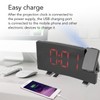 Radio Projection Alarm Clock LED Display Electronic Clock Curved Screen