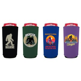 Bigfoot Funny 24/25oz. Can Coolie Designs 4 Pack