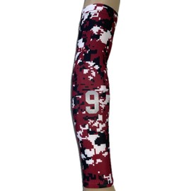 Sports Farm Custom Letters/Numbers Arm Sleeve - Maroon Black & White Digi Camo - Youth and Adult Sizes