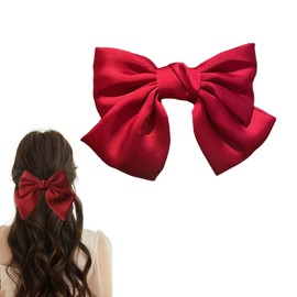 Bow Hair Clips, Bows Hair Clip, Hair Bow Red, Hair Clips with Bow, Hair Bows Girls with Fabric Satin Bow Hair Clip Hair Accessories for Women Girls