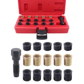Spark Plug Thread Repair Kit M14 x 1.25 Thread Repair Kit Thread Inserts Tap Bushings Thread Sleeve Repair Kit with Case for Spark Plug Holder Spark Plug Thread 14 mm x 1.25