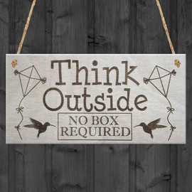 RED OCEAN Think Outside No Box Inspiration Motivation Gift Hanging Friendship Plaque Sign