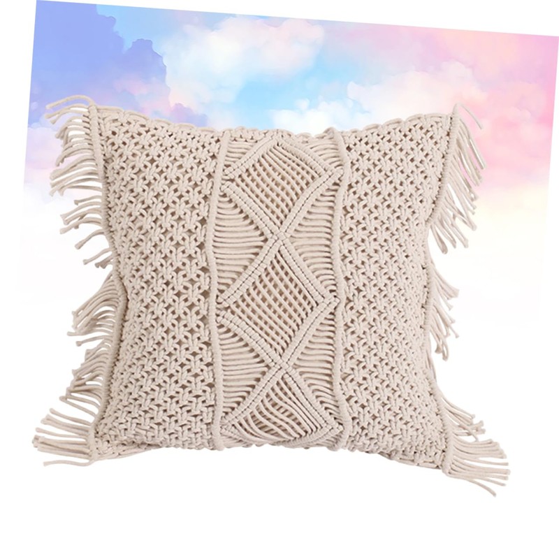 MERRYHAPY Unique Hand Woven Pillow Covers Linen Bolster Case Skin-Friendly