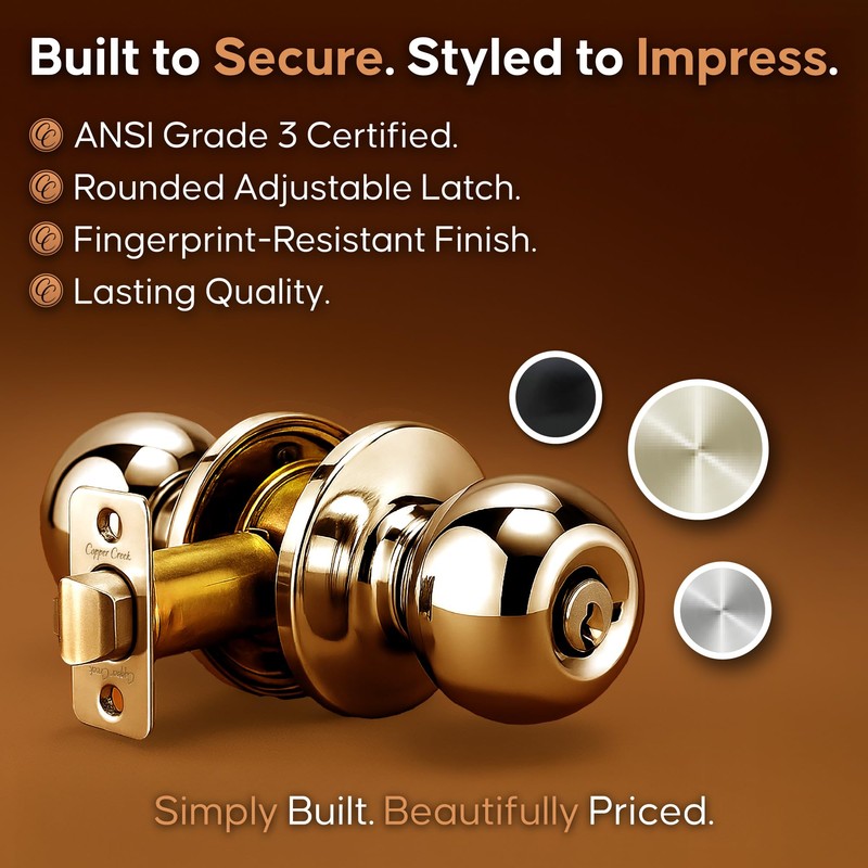 Copper Creek Entry Door Knob – Keyed Entry Handle with