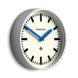 NEWGATE® Luggage Wall Clock | Modern Retro Metal Station Clock | 12 inch | Deep galvanised Metal case with Blue Hands | Contemporary Vintage Style for Kitchen, Living Room or Office