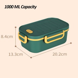 Lunch Box Adult Lunch Box with Compartments, 1000 ml Lunch Box, Leak-Proof Lunch Box Adult Lunch Box for Men Women, 2-Layer Breakfast Box, Bento Box for Office, Work, Picnic (Green)