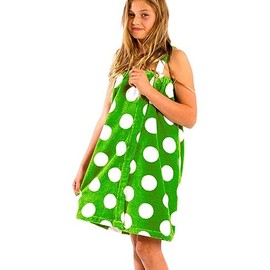 BY LORA Girls Bath Terry Wrap Towel, Apple Green, Medium