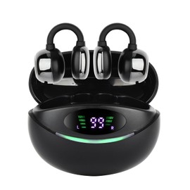 Fostex Open Ear Clip Bone Conduction Wireless Headphones, Bluetooth 5.3,25 Hours Playtime, Lightweight and Compact Earbuds for Sports,Workout, Travel, Office,Android and iOS (Black)