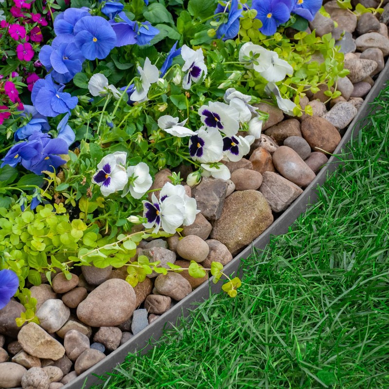 EasyFlex Heavy Duty No-Dig Landscape Edging - 50' Kit, Gray