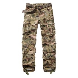 GSGGIG Cargo Pants for Men, Camo Pants Relaxed Fit Utility Hiking Pants, Ripstop Work Pants with 8 Pockets 3357 CP Camo 34