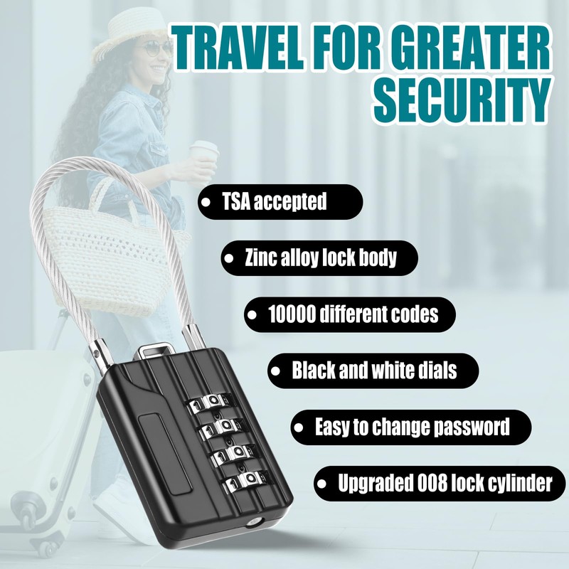 Moxweyeni 32 Pack Luggage Combination Lock 4 Digit Cable Padlock
