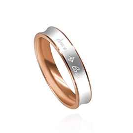 Uloveido Woman 4mm 2-Tones Forever Love Ring Rose Gold Stainless, Matching Wedding Band Engagement Ring for Her (Women, Size V1/2)