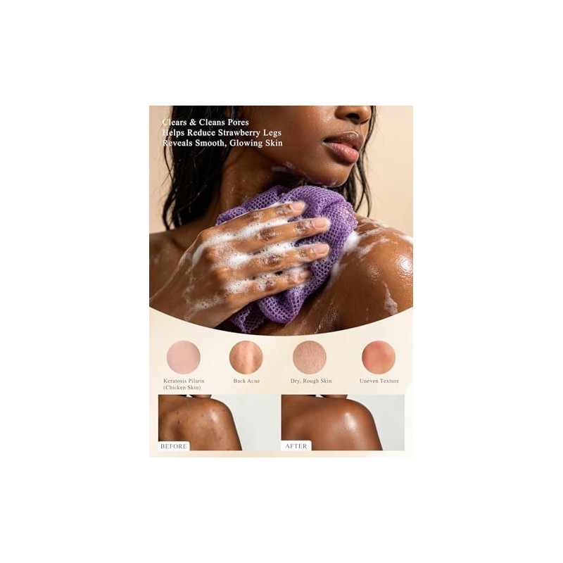 Red Exfoliante Africana SPMKTBOZAI Pack de 4 Esponjas de Nailon