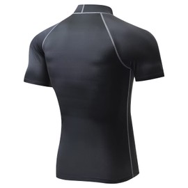 Sillitor Rash Vest Mens Short Sleeve Sun Protection Swimming Shirts for Men Compression Base Layer Mens Rash Guard for Surf Diving Wetsuit Cycling,Quick Dry High Wicking Breathable Black Grey L