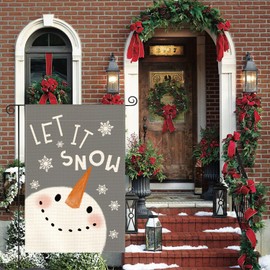 AVOIN colorlife Blue Let It Snow Snowman Snowflake Garden Flag 12 x 18 Inch Double Sided, Christmas Winter Holiday Yard Outdoor Decorative Flag