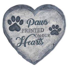OrnamentallyYou Elegant Resin Stepping Stone, Outdoor Garden Pathway Decoration (Paws Printed on Our Hearts Memorial Stepping Stone for Pet, 9.5" Dog Funeral and Pet Cemetery Decor)