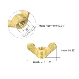 sourcing map Pack of 4 Brass Wing Nuts M6 Butterfly Nut Hand Twist Tighten Attachment for Furniture Machines Electronic Devices