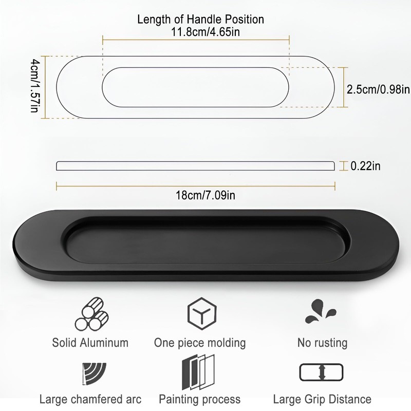Jicyor Pack of 2 Black Rectangular Aluminum Alloy Cabinet Handles,