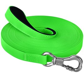 X XBEN Waterproof Recall Lead for Dogs, 10 m, Rubberised Recall Lead with Lockable Carabiner, Dog Lead for Medium and Large Dogs, Robust Training Lead with Hand Strap