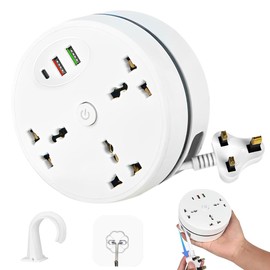 SGZIOO 2.8M Extension Lead with USB and Type-C, 2500W 10A Multi Plug Extension Socket 3 Way, Portable Extension Plug with Switch, Extension Cord with Multiplug Socket UK for Home, Office, School