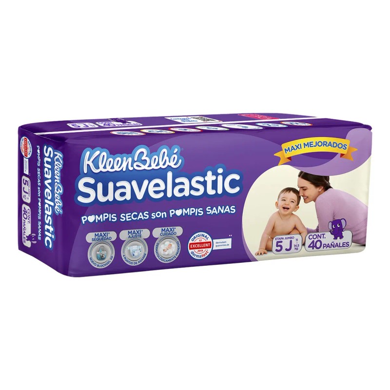 Pañales Kleenbebé Suavelastic Etapa 5 Unisex 40 Piezas