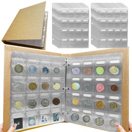 Bumnay Coin Holder Album for Collectors, 160 Pockets Stamp Album Binder, Wax Seal Stamp, Coin Collection Book Supplies for Collection Display