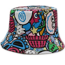 KUMSODE Women's Men's Bucket Hat Retro 80s 90s Fishing Hat Summer Sun Hat Holiday Hiking Camping Shopping, Style B