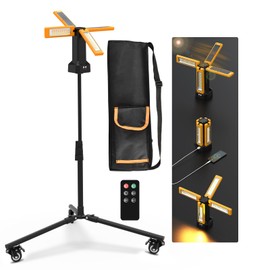 13200mAh Rechargeable Solar Work Light IP64 Waterproof with Folding Stand and Wheels and Carrying Bag, AODOO 8000 Lumen Stepless Dimmable , White/Warm/Nature White/RED(SOS)