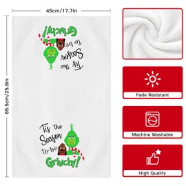 Ohok Pack of 4 Christmas Towels 45 x 65 cm, Fashion Decoration Kitchen Towels Grich Santa Claus Tea Towels Soft Microfibre Cloths for Bathroom Kitchen Drying Towel Christmas Decoration (Set C)