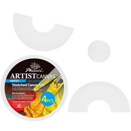 PHOENIX Stretched Canvas 4 Multi Pack (12, 4 Inch Round, 12 Inch Arch) - 100% Cotton, 10 Oz Triple Primed White Blank Acid-Free Artist Shaped Canvases for Oil, Acrylic, Pouring Art & Decoration