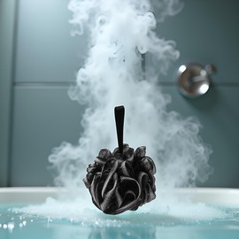 1Pc Black Body Scrubber Comfortable Friendly to Skin Premium Colorful Loofah Sponge Shower Mesh Bath Sponge,Bathing Accessories,Suitable for Home,Dorm,Bathroom,Restroom Bath Sponges Bathing Accessorie