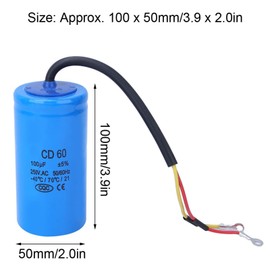 Motor Capacitor 250V 100uf Electronic Component CD60 Explosion-proof Capacitor for Refrigerators, Air Conditioners and Generators