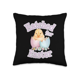 Easter Baby Chicks with Eggs Bunnies and Seasonal Decor Throw Pillow