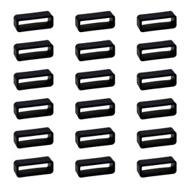 PPhtony Rubber Watch Band Loop Holder Silicone Watch Strap Keeper Fastener Rings Replacement Watch Strap Accessories, 18PCS (20mm, Black)