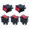 mxuteuk 5pcs 110V/120V Mini Rocker Switch Illuminated Snap-in DPST Toggle