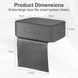 TOTIDYH Salon Booster Seat for Kids Hair Cutting, 18 x 13 x 6.7in Oversize Children Salon Chair Cushion for Hair Stylist, Barber Booster Seat Leather Cushion, Beauty Salon Spa Equipment, Dark Grey