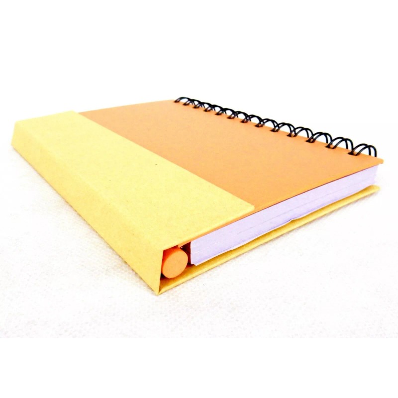 Sweda Recycled Foldover Notebook & Pen, Wire Bound, 5" x