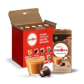 Gimoka Coffee Capsules, Hazelnut Cappuccino Flavour, 50 Aluminium Capsules, Compatible with Nespresso* Household Espresso Machines, Pack of 50 (5 x 10 Drinks), Made in Italy