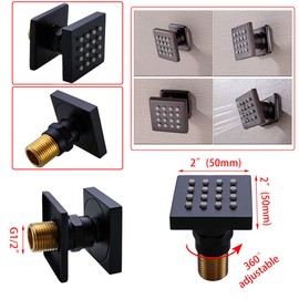 RANDOM Shower Spa Brass Square Massage Body Jets Spray Body Shower Set,Brushed Nickel. (Matte Black 1 pcs)