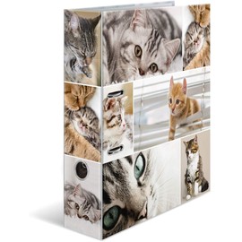 HERMA Lever Arch File Animals with Cats Motif, A4, 70 mm Spine, with Inner Print, 1 Folder