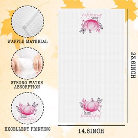 Fall Kitchen Towels Pink, Autumn Pumpkin Decor for Kitchen, Autumn Thanksgiving Dish Towels, Fall is Proof That Change is Beautiful Hand Towel 14.6 × 23.6 Inches