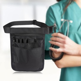 Perfeclan Nurse Belt Bag, Multi-Compartment Nurse Tool Belt Organiser Bag for Women Men, 9 Pockets Care Belt Bag, black