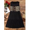 LANMERTREE Leopard Color Block Ruffled Sleeveless Mini Dress Womens Casual
